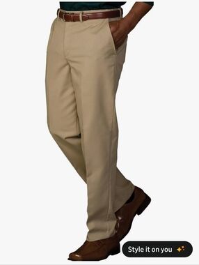 Edwards Mens 36x30 Pants Tan Business Chino Flat Front‎ Work NWT